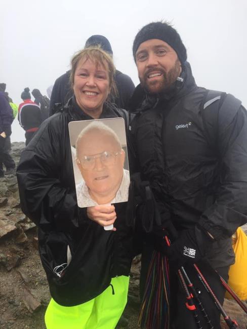  Carl with his mum after completing Snowdon walk in memory of his late dad Terry